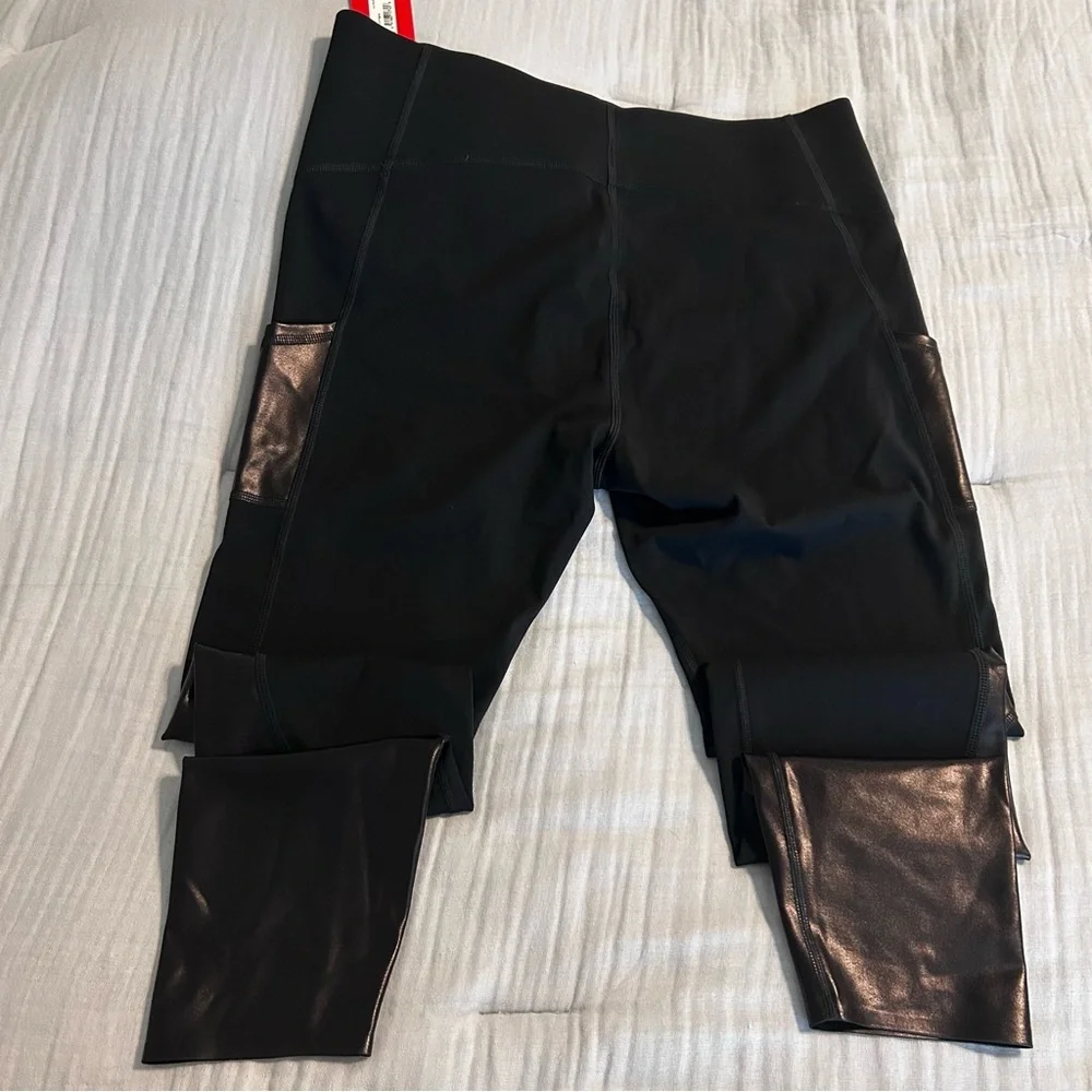 NWT SPANX Women’s Gloss Panel Leggings Black Sz XL - Picture 4 of 11